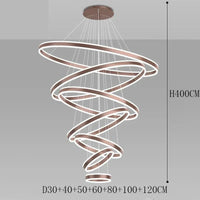 Éclairage moderne pour la maison : lustre suspendu pour salle à manger et salon | Marco Lucetti 7 anneaux / Or / Gradation à distance RC