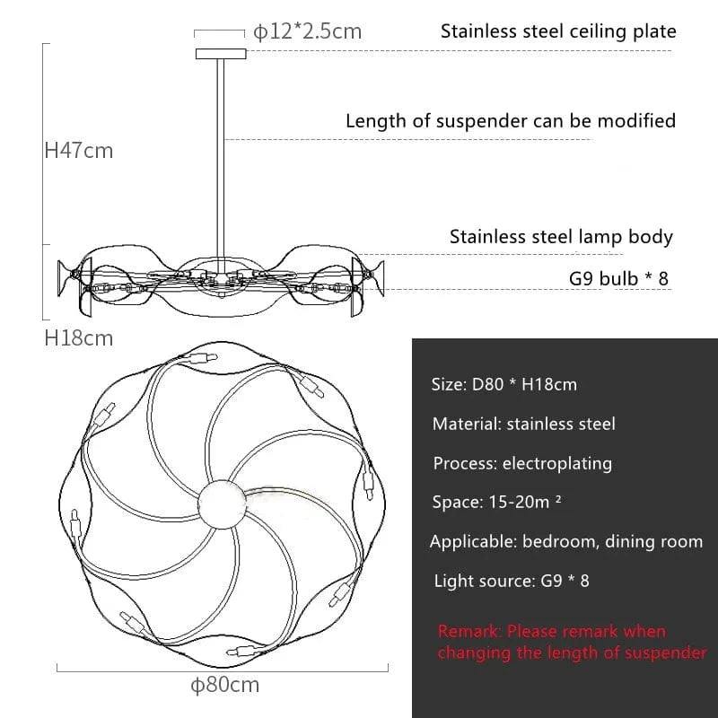 Éclairage suspendu italien de luxe en métal artistique LED | Marco Lucetti D80CM / Blanc froid