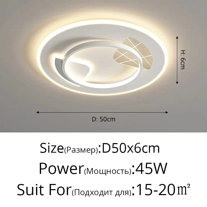 Ensemble d'éclairage nordique  moderne et minimaliste pour plafonnier | Marco Lucetti A Blanc D50x6cm 45W / 3 couleurs sans télécommande