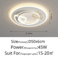 Ensemble d'éclairage nordique  moderne et minimaliste pour plafonnier | Marco Lucetti A Blanc D50x6cm 45W / 3 couleurs sans télécommande