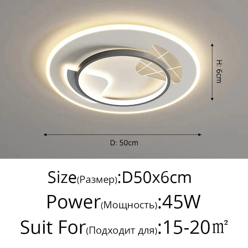Ensemble d'éclairage nordique  moderne et minimaliste pour plafonnier | Marco Lucetti A Noir D50x6cm 45W / 3 couleurs sans télécommande