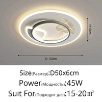 Ensemble d'éclairage nordique  moderne et minimaliste pour plafonnier | Marco Lucetti A Noir D50x6cm 45W / 3 couleurs sans télécommande