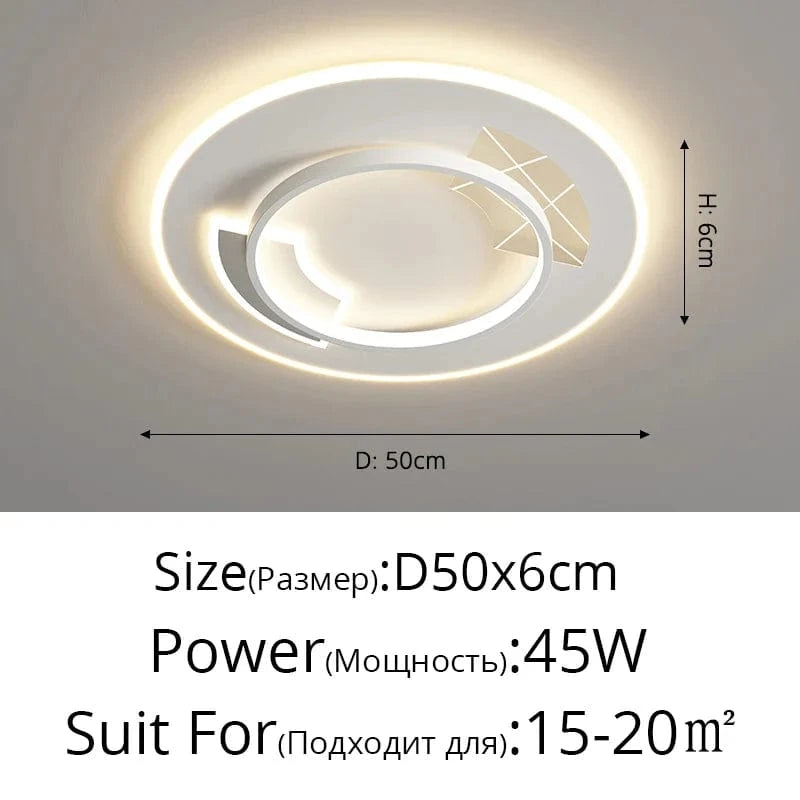 Ensemble d'éclairage nordique  moderne et minimaliste pour plafonnier | Marco Lucetti B Blanc D50x6cm 45W / 3 couleurs sans télécommande