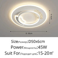 Ensemble d'éclairage nordique  moderne et minimaliste pour plafonnier | Marco Lucetti B Blanc D50x6cm 45W / 3 couleurs sans télécommande