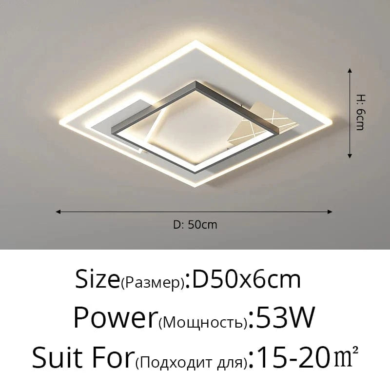 Ensemble d'éclairage nordique  moderne et minimaliste pour plafonnier | Marco Lucetti C Noir D50x6cm 53W / 3 couleurs sans télécommande