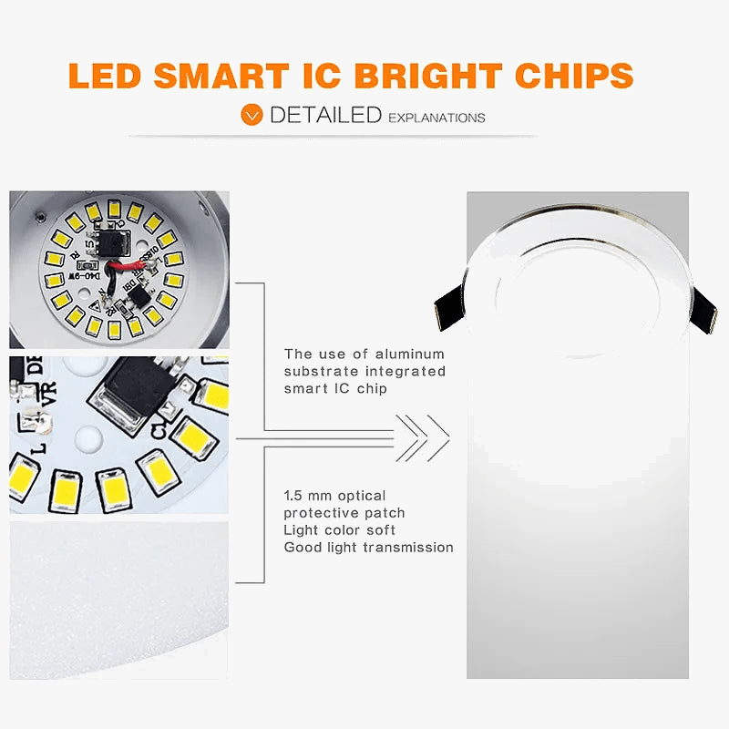 Ensemble de 4 downlights LED encastrés argentés | Marco Lucetti