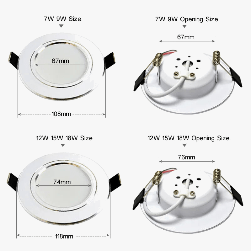 Ensemble de 4 downlights LED encastrés argentés | Marco Lucetti