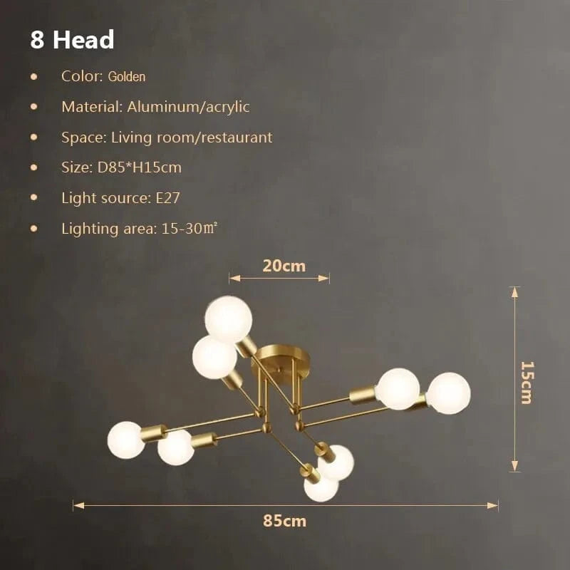 Ensemble de Plafonniers Multilampes au Design Moderne | Marco Lucetti 8 lampes - Doré / Pas de blubs