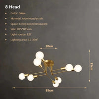 Ensemble de Plafonniers Multilampes au Design Moderne | Marco Lucetti 8 lampes - Doré / Pas de blubs
