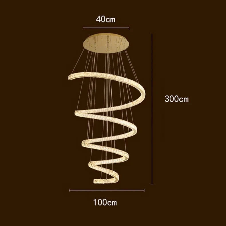 Escaliers modernes d'Anneau avec Lumières Pendantes pour le Salon et Lustres pour la Salle à Manger : Éclairage Intérieur Léger | Marco Lucetti 100 cm / Blanc froid