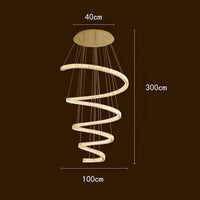 Escaliers modernes d'Anneau avec Lumières Pendantes pour le Salon et Lustres pour la Salle à Manger : Éclairage Intérieur Léger | Marco Lucetti 100 cm / Blanc froid