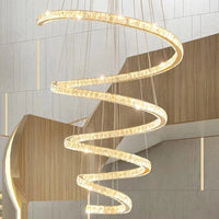 Escaliers modernes d'Anneau avec Lumières Pendantes pour le Salon et Lustres pour la Salle à Manger : Éclairage Intérieur Léger | Marco Lucetti