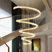 Escaliers modernes d'Anneau avec Lumières Pendantes pour le Salon et Lustres pour la Salle à Manger : Éclairage Intérieur Léger | Marco Lucetti