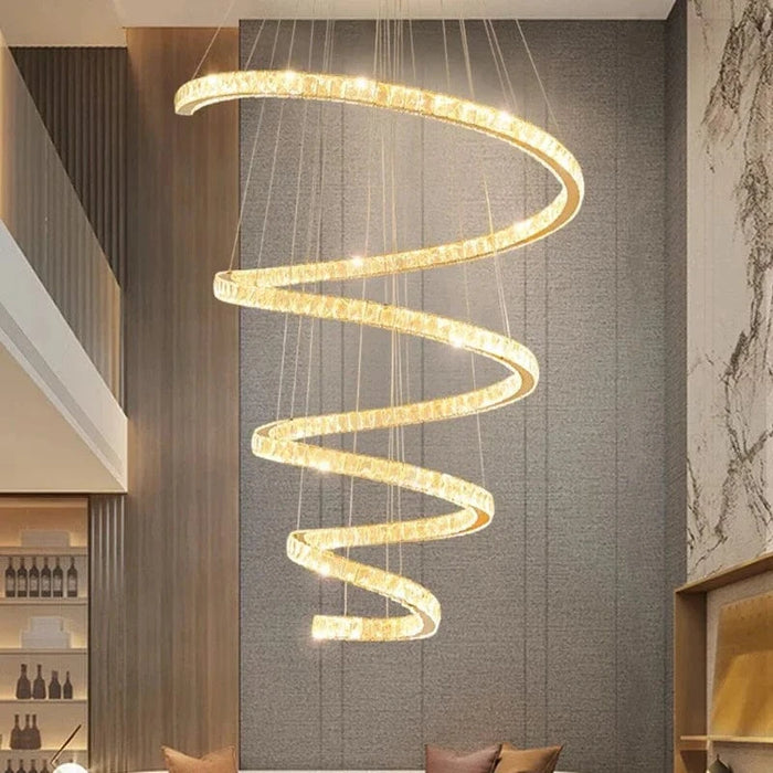 Escaliers modernes d'Anneau avec Lumières Pendantes pour le Salon et Lustres pour la Salle à Manger : Éclairage Intérieur Léger | Marco Lucetti