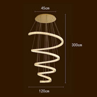 Escaliers modernes d'Anneau avec Lumières Pendantes pour le Salon et Lustres pour la Salle à Manger : Éclairage Intérieur Léger | Marco Lucetti 120 cm / Blanc froid
