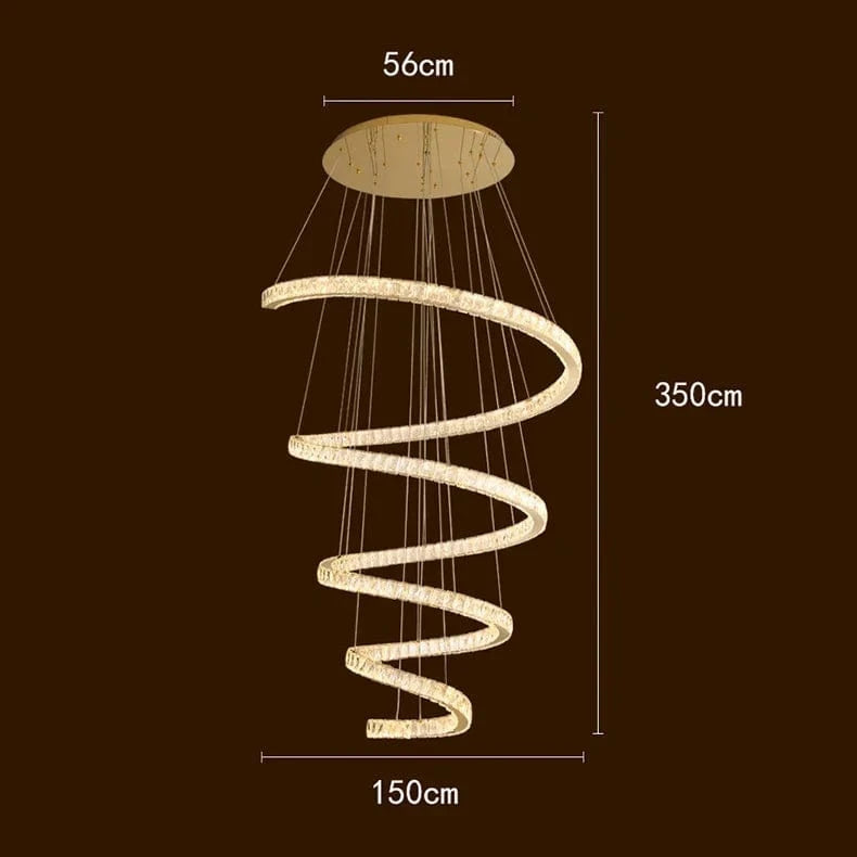 Escaliers modernes d'Anneau avec Lumières Pendantes pour le Salon et Lustres pour la Salle à Manger : Éclairage Intérieur Léger | Marco Lucetti 150 cm / Blanc froid