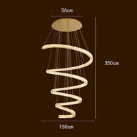 Escaliers modernes d'Anneau avec Lumières Pendantes pour le Salon et Lustres pour la Salle à Manger : Éclairage Intérieur Léger | Marco Lucetti 150 cm / Blanc froid