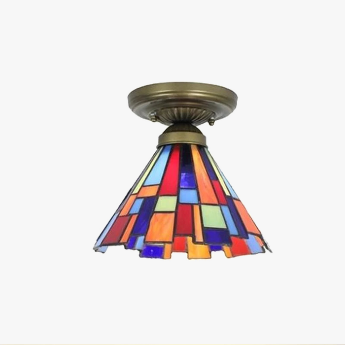 Plafonnier Tiffany en verre coloré