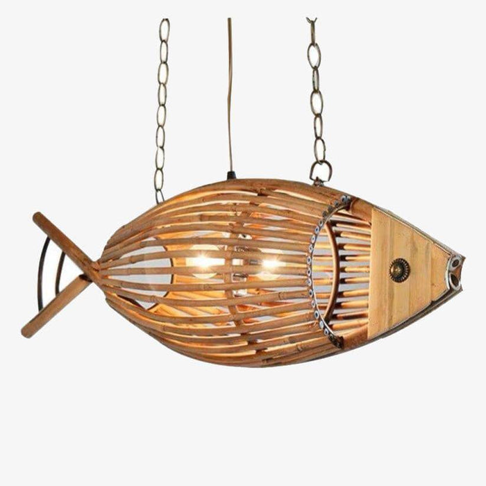 Suspension LED en bambou "Fish-Illusion"