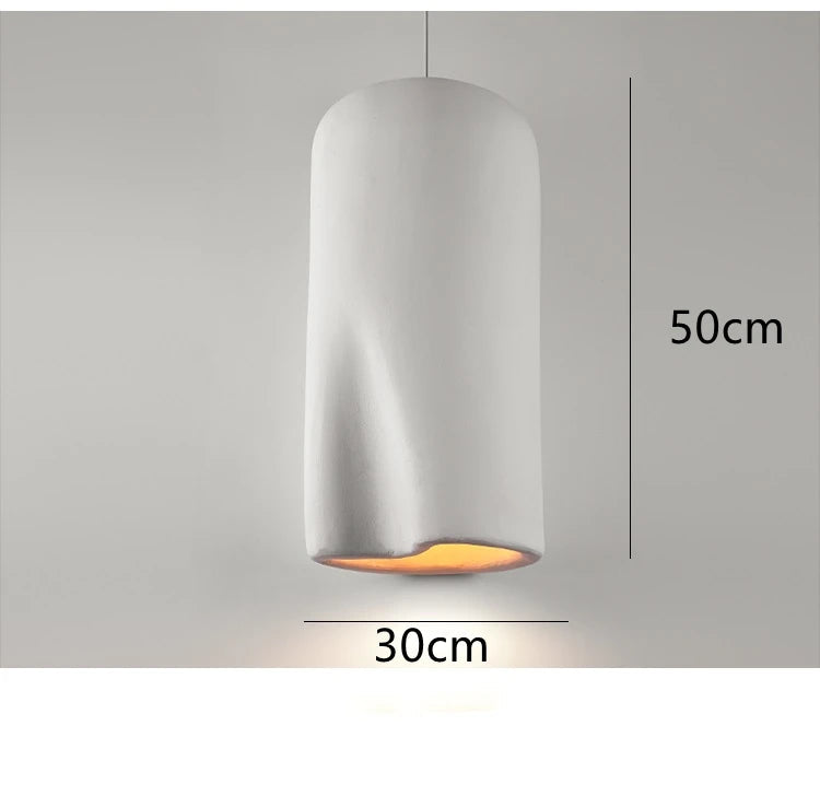 Suspension Wabi Sabi en polystyrène fait main - Bois et LED E27
