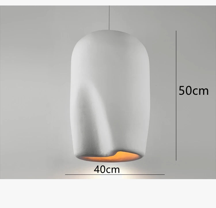 Suspension Wabi Sabi en polystyrène fait main - Bois et LED E27