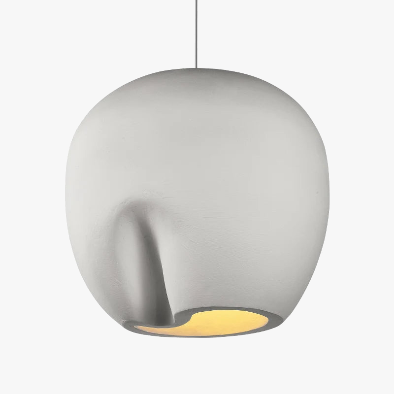 Suspension Wabi Sabi en polystyrène fait main - Bois et LED E27