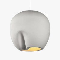 Suspension Wabi Sabi en polystyrène fait main - Bois et LED E27