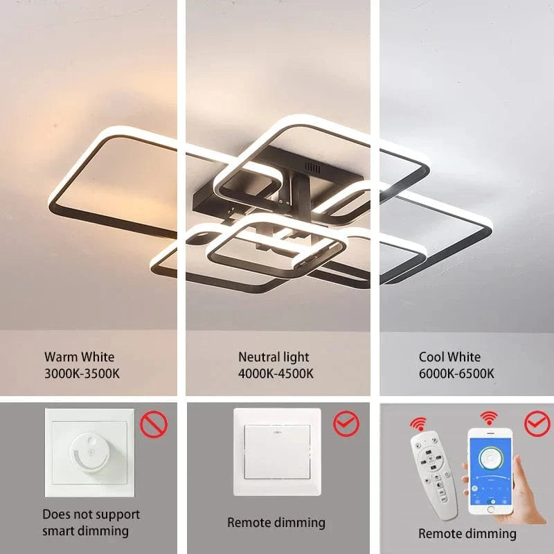 FANPINFANDO | Rectangle acrylique aluminium plafond moderne à LEDs lumières  | Marco Lucetti