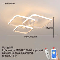 FANPINFANDO | Rectangle acrylique aluminium plafond moderne à LEDs lumières  | Marco Lucetti 3 têtes Blanc APP