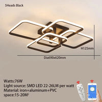 FANPINFANDO | Rectangle acrylique aluminium plafond moderne à LEDs lumières  | Marco Lucetti 5 têtes Noir APP