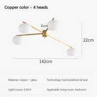 Galet Crème Suspension Luminaire LED en Verre Français Cuivre - Édition Luxe