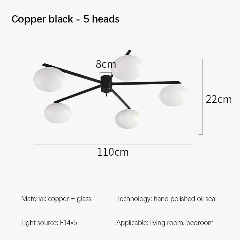 Galet Crème Suspension Luminaire LED en Verre Français Cuivre - Édition Luxe