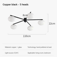 Galet Crème Suspension Luminaire LED en Verre Français Cuivre - Édition Luxe