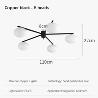 Galet Crème Suspension Luminaire LED en Verre Français Cuivre - Édition Luxe | Marco Lucetti