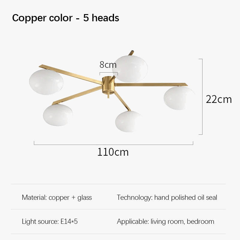 Galet Crème Suspension Luminaire LED en Verre Français Cuivre - Édition Luxe | Marco Lucetti