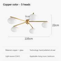 Galet Crème Suspension Luminaire LED en Verre Français Cuivre - Édition Luxe | Marco Lucetti