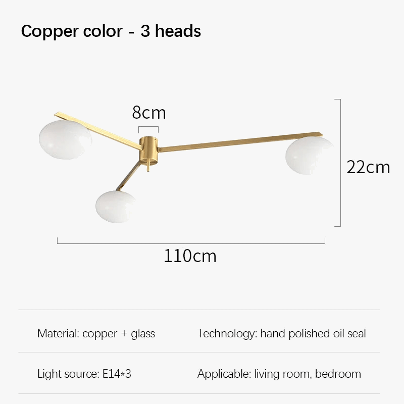 Galet Crème Suspension Luminaire LED en Verre Français Cuivre - Édition Luxe | Marco Lucetti