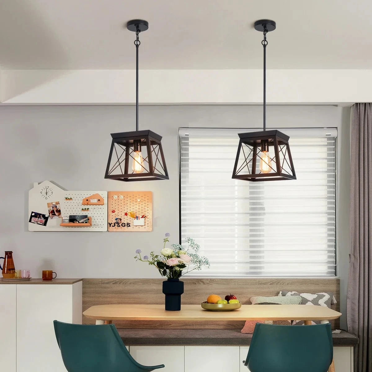 Ganeed Suspension Cage en métal avec finition bois - Lustre rustique à 1 lumière | Marco Lucetti