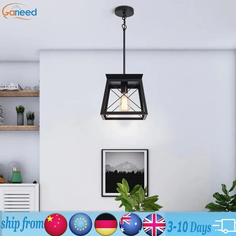 Ganeed Suspension Cage en métal avec finition bois - Lustre rustique à 1 lumière | Marco Lucetti