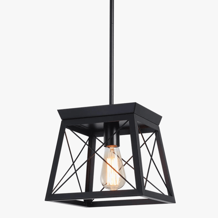 Ganeed Suspension Cage en métal avec finition bois - Lustre rustique à 1 lumière | Marco Lucetti