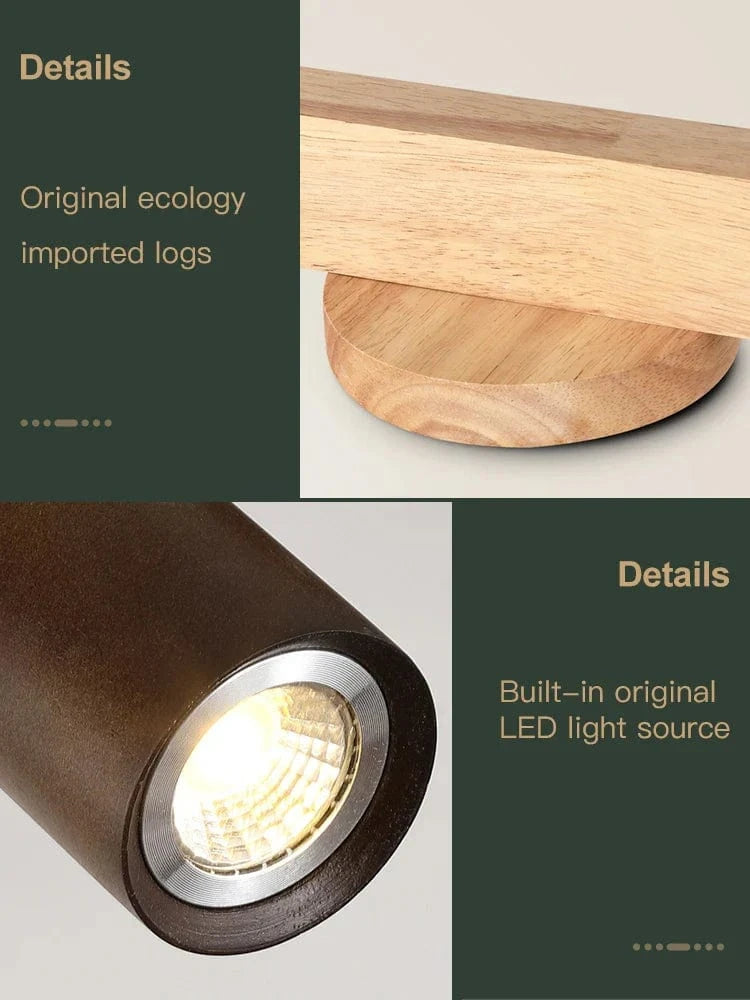 Grain de Bois Deluxe : Lustres LED avec Projecteur pour Salon Chambre Plafonniers Noir - Luminaire Cuisine | Marco Lucetti