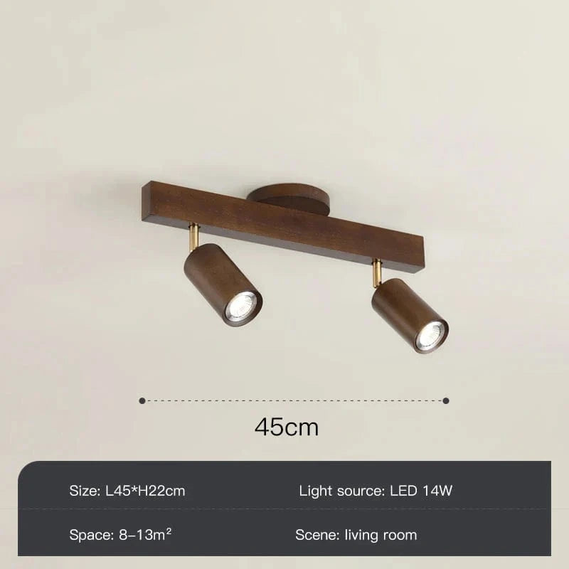 Grain de Bois Deluxe : Lustres LED avec Projecteur pour Salon Chambre Plafonniers Noir - Luminaire Cuisine | Marco Lucetti Ae tête de type 2 / Lumière froide