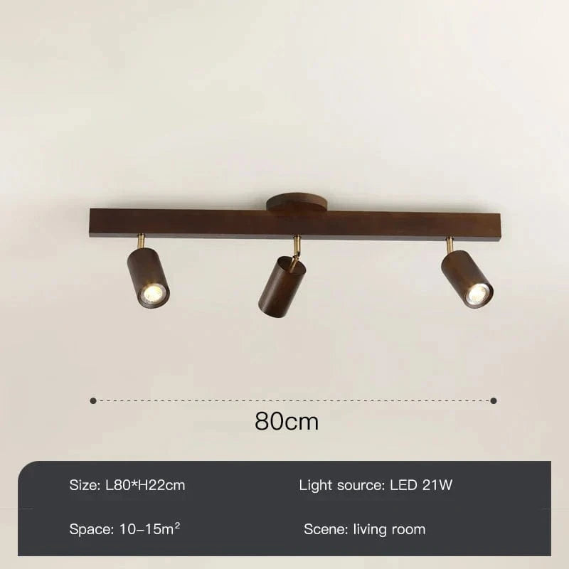 Grain de Bois Deluxe : Lustres LED avec Projecteur pour Salon Chambre Plafonniers Noir - Luminaire Cuisine | Marco Lucetti Ae tête de type 3 / Lumière froide