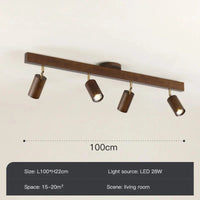 Grain de Bois Deluxe : Lustres LED avec Projecteur pour Salon Chambre Plafonniers Noir - Luminaire Cuisine | Marco Lucetti Ae tête de type 4 / Lumière froide