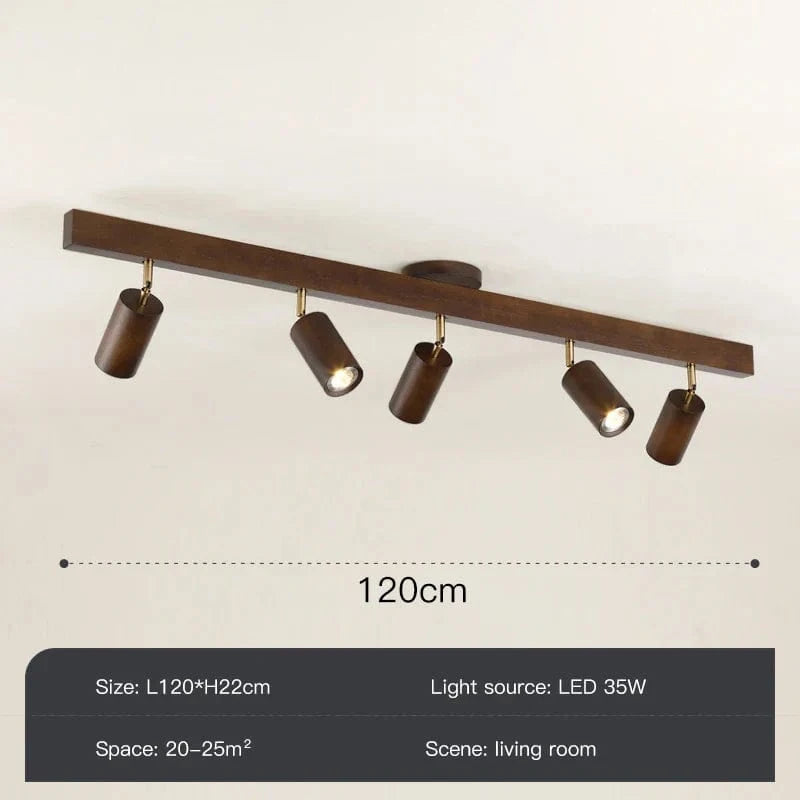 Grain de Bois Deluxe : Lustres LED avec Projecteur pour Salon Chambre Plafonniers Noir - Luminaire Cuisine | Marco Lucetti Ae tête de type 5 / Lumière froide