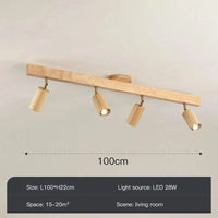 Grain de Bois Deluxe : Lustres LED avec Projecteur pour Salon Chambre Plafonniers Noir - Luminaire Cuisine | Marco Lucetti Têtes B type 4 / Lumière froide