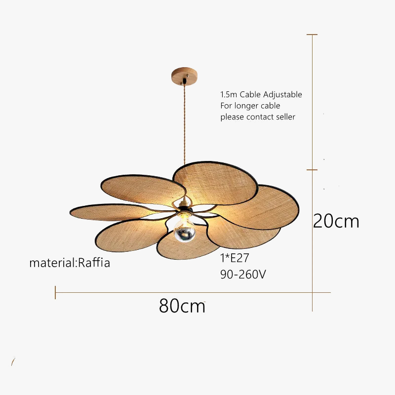Suspension design en rotin canné floral