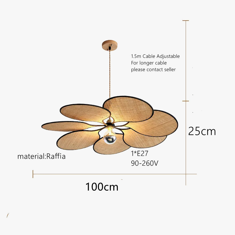 Suspension design en rotin canné floral