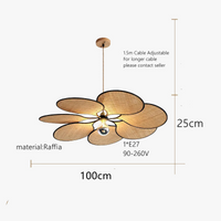 Suspension design en rotin canné floral