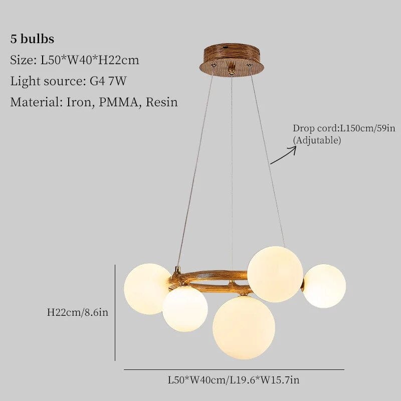 Haricots Magiques: Luminaires Loft Déco | Marco Lucetti 5 ampoules / Abat-jour blanc / Lumière blanche